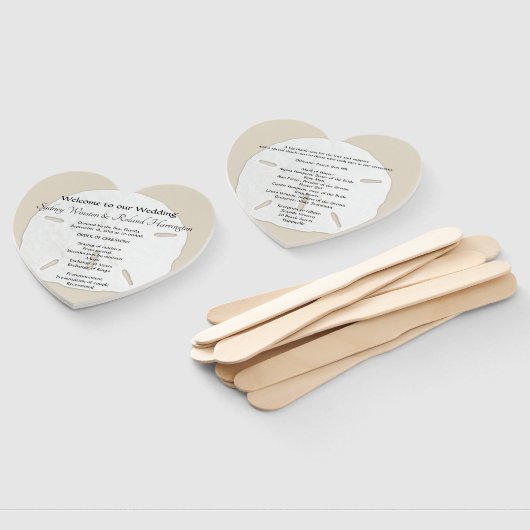 Big Sand Dollars Herz-Shaped Wedding Fan Programm Fächer (Non-assembled)