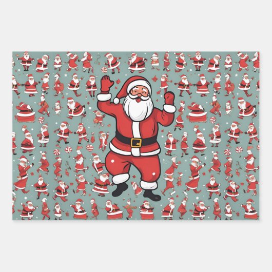 Big Santa Wrapping Paper Flat Sheet Set 3 Geschenkpapier Set (Vorderseite 3)