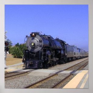 Big Sante Fe Locomotive in Poinsettia Poster