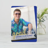 Big-Scribbles-Foto Moderne Graduierungspartei Einladung (Stehend Vorderseite)