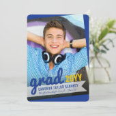 Big-Scribbles-Foto Moderne Graduierungspartei Einladung (Stehend Vorderseite)