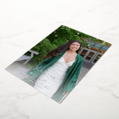 Big Script Name Foto Grad Party Vertikale WEISSE Folieneinladung (Gedreht)