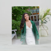 Big Script Name Foto Grad Party Vertikale WEISSE Folieneinladung (Stehend vorne)