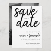 Big Script Schwarz und Weiß Hochzeit Speichern Sie Einladung (Vorne/Hinten)