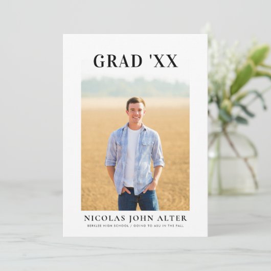 Big Serif Abschluss Einladung (Stehend Vorderseite)