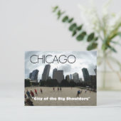 "Big Shoulders" Chicago — Sandburg-themed postcard Postkarte (Stehend Vorderseite)