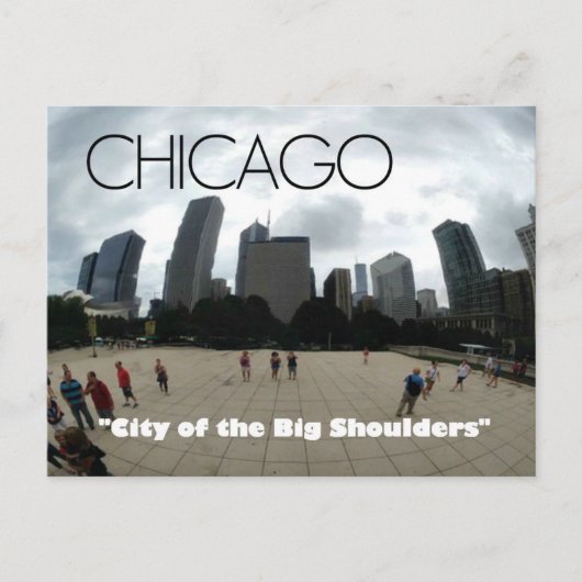 "Big Shoulders" Chicago — Sandburg-themed postcard Postkarte (Vorderseite)