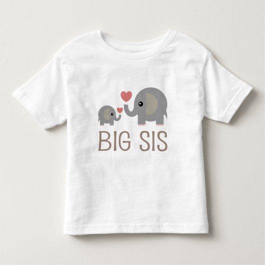 Big Sis Elephant Heart Kleinkind T-shirt (Vorderseite)