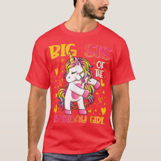 Big Sis of the Birthday Girl Flossing Unicorn Big T-Shirt