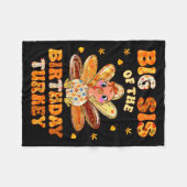 Big Sis Of The Birthday Turkey Bow Family Matching Fleecedecke (Vorderseite (Horizontal))