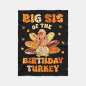 Big Sis Of The Birthday Turkey Bow Family Matching Fleecedecke (Vorderseite)