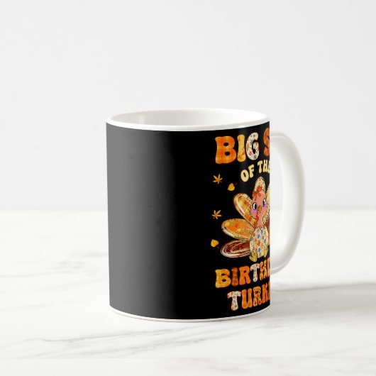 Big Sis Of The Birthday Turkey Bow Family Matching Kaffeetasse (VorderseiteRechts)