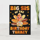 Big Sis Of The Birthday Turkey Bow Family Matching Karte (Vorderseite)