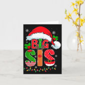 Big Sis Santa Hat New Big Sister Announcement Xmas Karte (Gelbe Blume)
