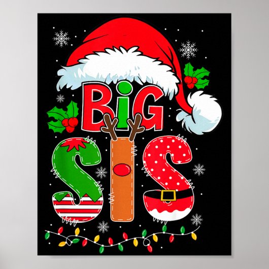 Big Sis Santa Hat New Big Sister Announcement Xmas Poster (Vorne)