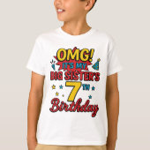 Big Sister 7th Birthday Cute Rainbow Fun 7 Year T-Shirt (Vorderseite)