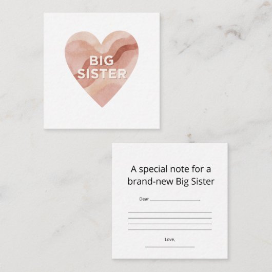 Big Sister Abstract Heart Enclosure Card  Begleitkarte (Vorne/Hinten)