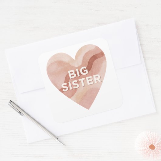Big Sister Abstract Heart Sticker – Sibling Gift (Umschlag)