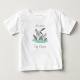 Big sister adjustable name cute bunny baby t-shirt