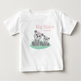 Big sister adjustable name with cute bear baby t-shirt