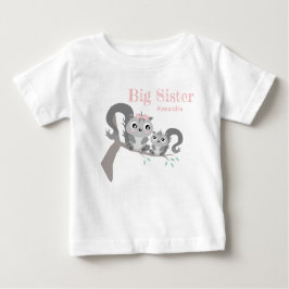Big sister adjustable name with cute squirrels baby t-shirt