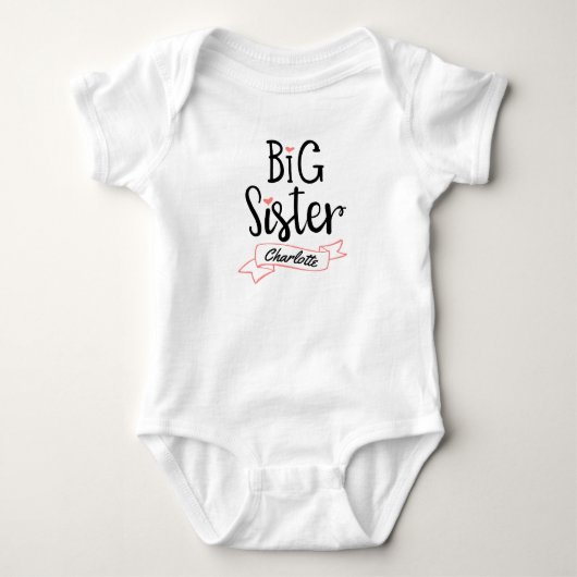 Big Sister Baby Announcname & Monogram Strampler (Vorderseite)