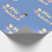 Big Sister Ballerina Sibling Blue Geschenkpapier (Ecke)
