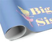 Big Sister Ballerina Sibling Blue Geschenkpapier (Rolleneckpunkt)