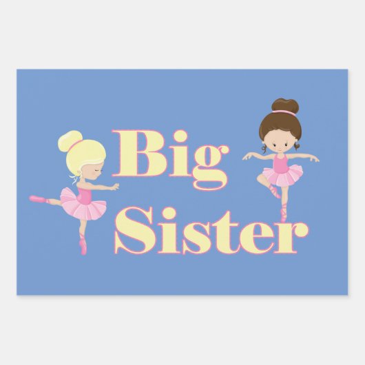 Big Sister Ballerina Sibling Geschenkpapier Set (Vorderseite 2)