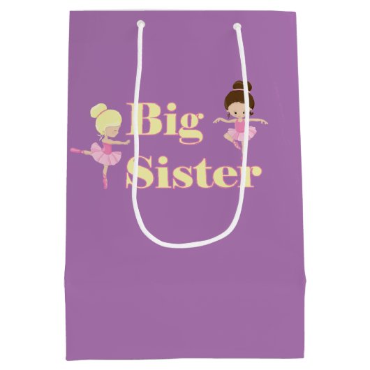 Big Sister Ballerina Sibling Mittlere Geschenktüte (Rückseite)