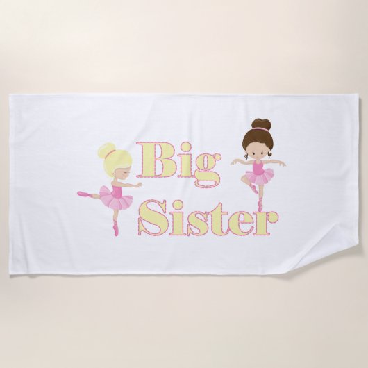 Big Sister Ballerina Sibling Strandtuch (Vorderseite)