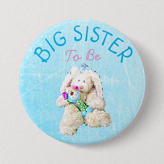 Big Sister be Baby Niedlich Bunny Shower Button (Vorderseite)
