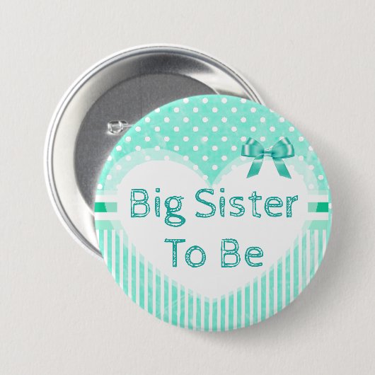 Big Sister Be Baby Shower Button Blue (Vorne & Hinten)
