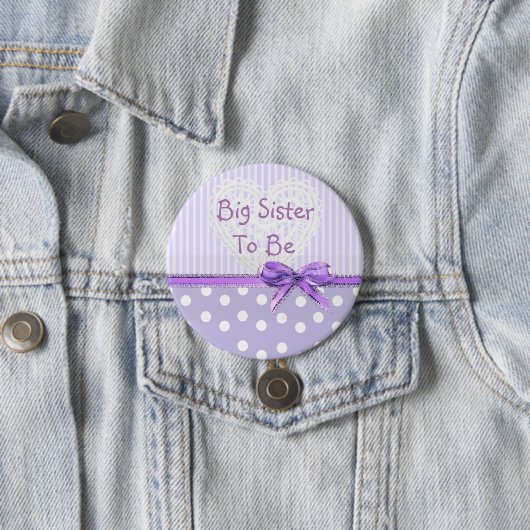 Big Sister be Baby Shower Button: Lila Bow Button (Beispiel)