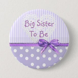 Big Sister be Baby Shower Button: Lila Bow Button