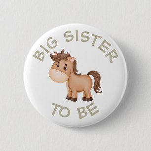 Big Sister be Baby Shower Button Wild One Zoo