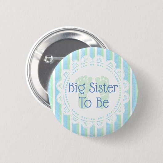Big Sister be Blue Green Baby Showknopf Button (Vorne & Hinten)