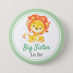 Big Sister be Jungle Safari Baby Boy Dusche Button