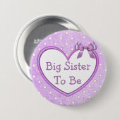 Big Sister be Lila Baby Shower Button (Vorne & Hinten)
