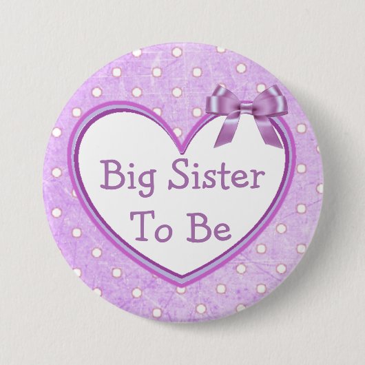 Big Sister be Lila Baby Shower Button (Vorderseite)