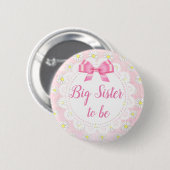 Big Sister be Pink Daisies Baby Shower Button (Vorne & Hinten)