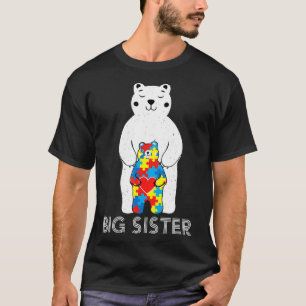 Big Sister Bear Autism Awareness T Shirt ve Mom