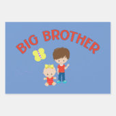 Big Sister Big Brother Sibling Blue Geschenkpapier Set (Vorderseite 2)