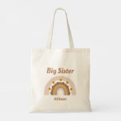 Big Sister Boho Rainbow Dots Personalisiert Tragetasche (Rückseite)