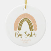 Big Sister Boho Rainbow Pink Gold Personalisiert Keramik Ornament (Vorne)