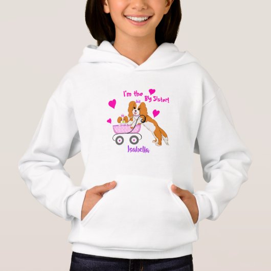 Big Sister Cavalier King Charles Spaniel Name Hoodie (Vorderseite)