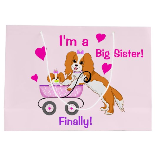 Big Sister Cavalier König Charles Spaniel Endlich! Große Geschenktüte (Rückseite)