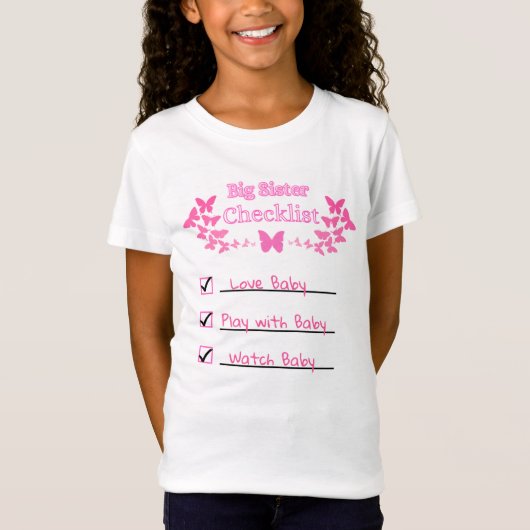 Big Sister Checkliste T-Shirt (Vorderseite)