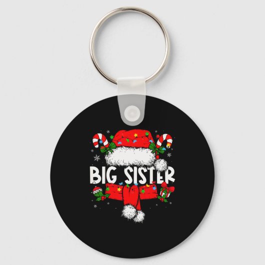 Big Sister Christmas Pajama Santa Claus Family Mat Schlüsselanhänger (Vorderseite)