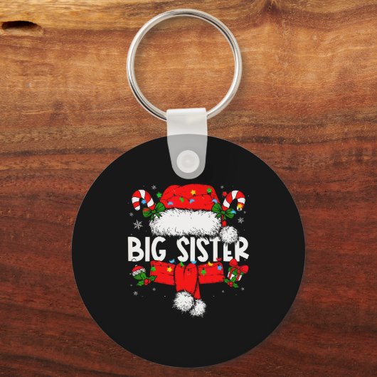 Big Sister Christmas Pajama Santa Claus Family Mat Schlüsselanhänger (Vorderseite)
